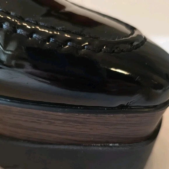 Women's Daiyaer Chunky Platform Shoes Black Brown Size 6 EU 36 Patten Leather - Picture 7 of 11